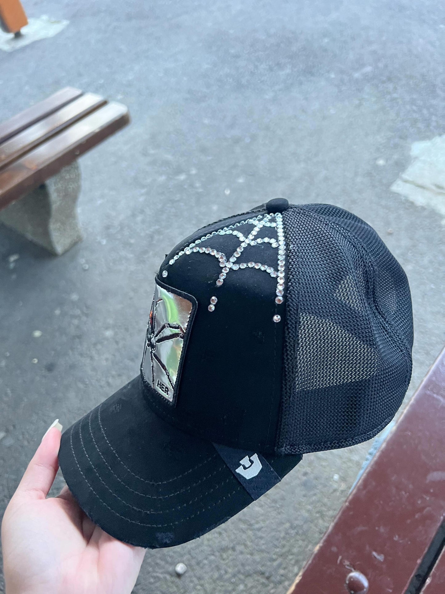 CUSTOM SPIDER WEB HER CAP
