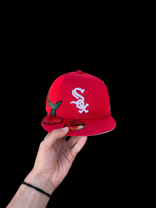 CUSTOM RED ROSE SOX CAP