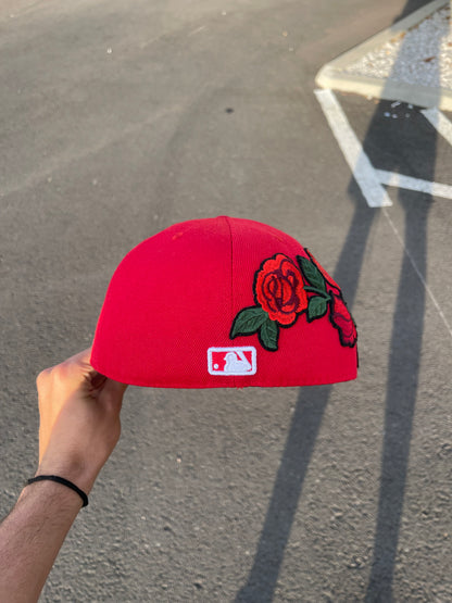 Red SOX Rose Flowers Cap