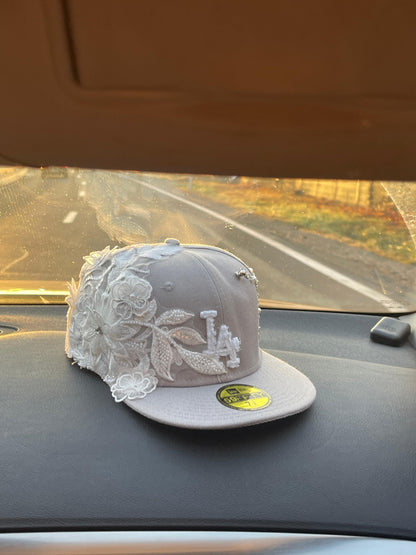 CUSTOM WHITE FLOWERS CAP