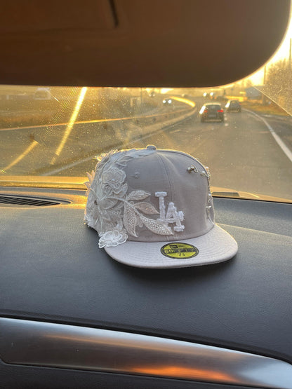 CUSTOM WHITE FLOWERS CAP